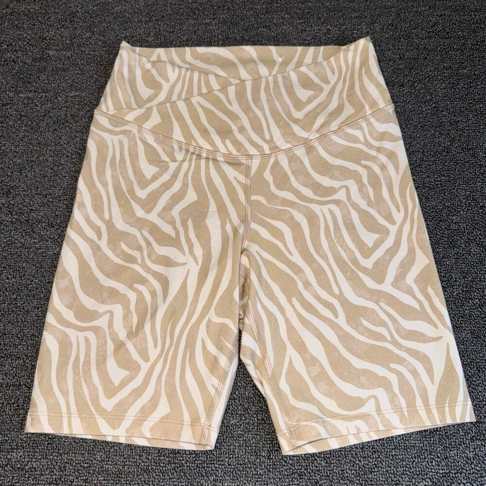 Old Navy Biker Shorts Women's Size Small Tan Beige Animal Print Zebra Activewear
